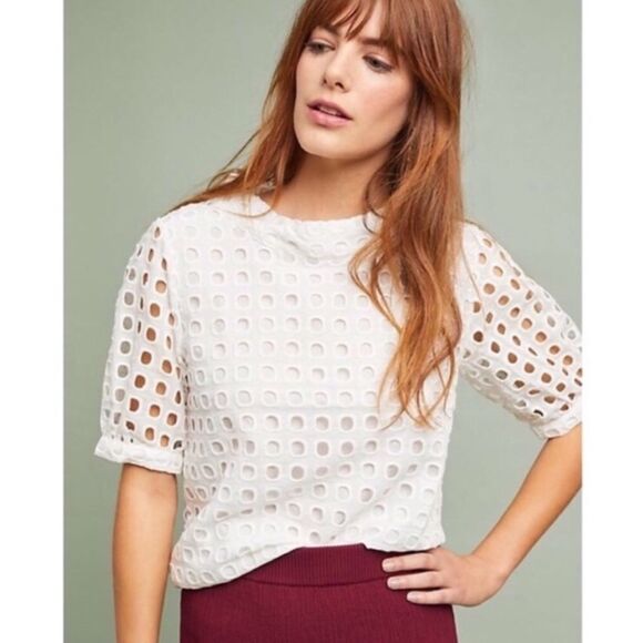 Anthropologie Wolven Eudora Eyelet Top - Picture 1 of 15